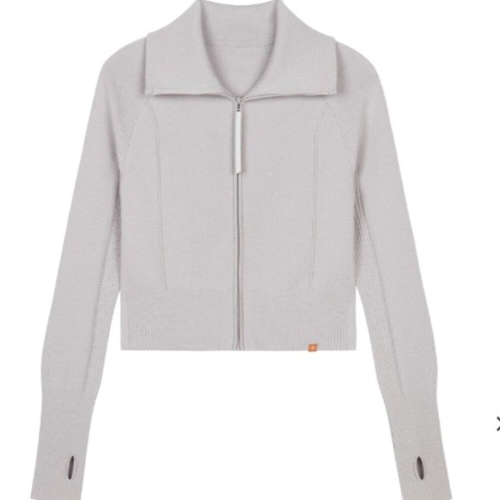 NEW Newai Zip Closure Active Wool Cardigan in Chateau Gray